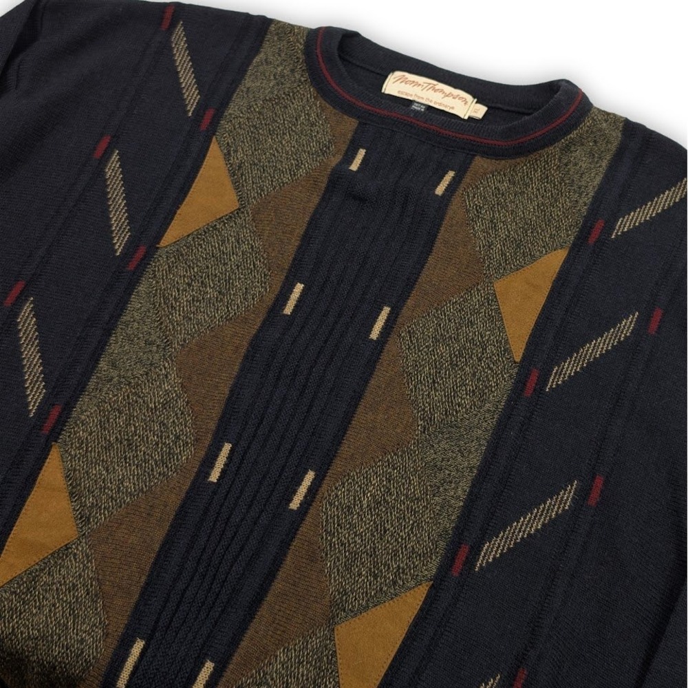 Vintage Norm‎ Thompson Sweater Mens XL Wool Blend 90s Cosby Chunky Grandpa